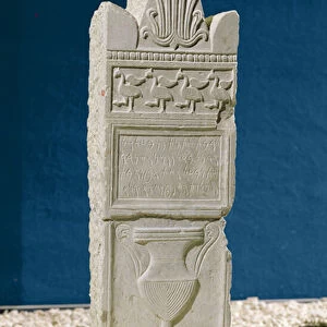 Votive stele with a triangular pediment, 830-146 BC (limestone)