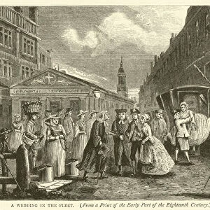 A wedding in the Fleet, from a print of the early part of the eighteenth century (engraving)