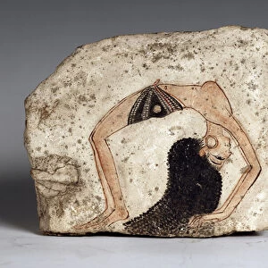 A woman acrobat dancer, Ostrakon. Limestone, circa 1295-1186 BC