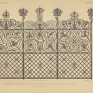 Wrought iron gate from the altar of the Church of St Lambert, Luneburg, Germany, 16th Century (chromolitho)