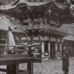 The Yomei Gate at Nikko (b / w photo)