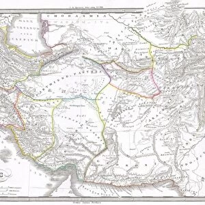 1855, Spruneri Map of Persia, Iran, Iraq, Kuwait, topography, cartography, geography
