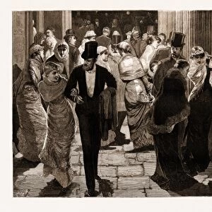 After the Play: under the Lyceum Portico, Uk, 1881