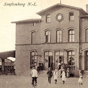 Train stations Senftenberg Bicycles Germany People