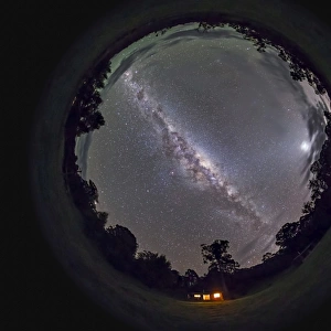 Fish-eye panorama of the southern night sky in Australia