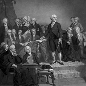 President George Washington delivering his Inaugural Address