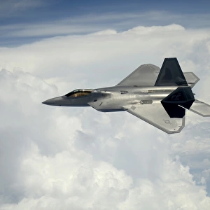 A U. S. Air Force F-22 Raptor aircraft in flight over Maryland