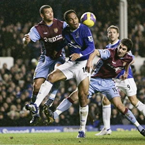 Everton v Aston Villa Joleon Lescott in action with Aston Villas Wilfred Bouma