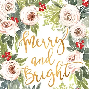 Merry and bright holiday roses and berries