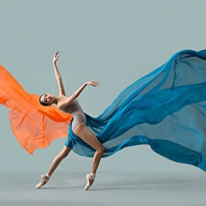 Orange and blue ballerina