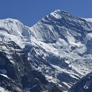 Aerial photo of glacier, Annapurna mountain, north of Pokhara, Nepal, March 2019