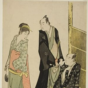 The Actors Onoe Matsusuke I and Ichikawa Omezo I at a Teahouse, c. 1780/1801. Creator: Katsukawa Shuncho