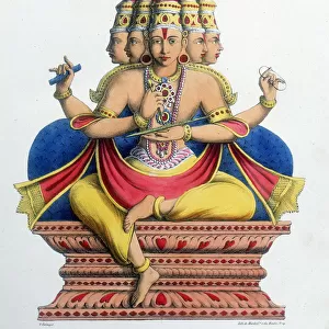 Brahma, first god of the Hindu trinity (trimurti), and creator of the universe, c19th century. Artist: A Geringer