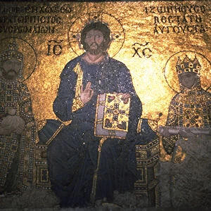 Christ Pantocrator between Emperor Constantine IX Monomachus and the Empress Zoe, ca 1020. Artist: Byzantine Master