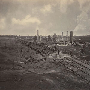 Destruction of Hoods Ordinance Train, 1860s. Creator: George N. Barnard
