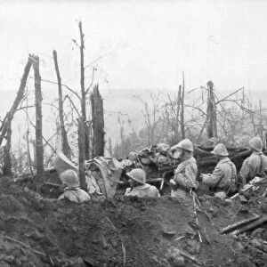 French soldiers overlooking German positions, Battle of Malmaison, 1917