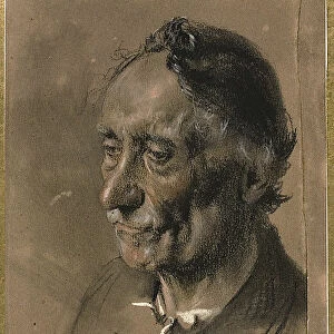 Head of an Old Man, c. 1850. Creator: Adolph Menzel