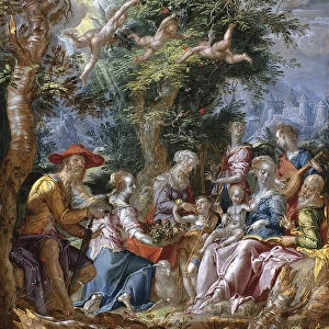 The Holy Family with Saints and Angels. Artist: Wtewael, Joachim (1566-1638)