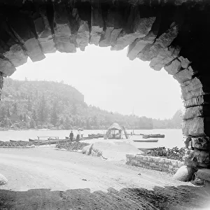 Lake Mohonk Mountain House, N.Y. Sky Top from under porte cochere, between 1895 and 1910. Creator: Unknown