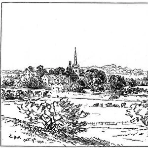 Stratford-upon-Avon, Warwickshire, as seen from the southeast, 1885. Artist: Edward Hull
