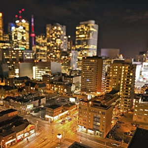 City Skyline At Night; Toronto Ontario Canada