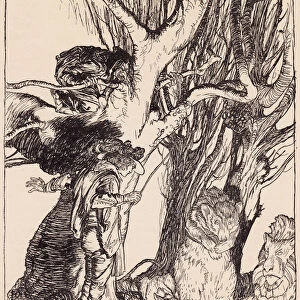 Instantly They Lay Still All Turned Into Stone. Illustration By Arthur Rackham From Grimms Fairy Tale, The Two Brothers