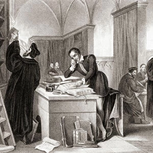 Martin Luther Studying Bible Library University Of Erfurt