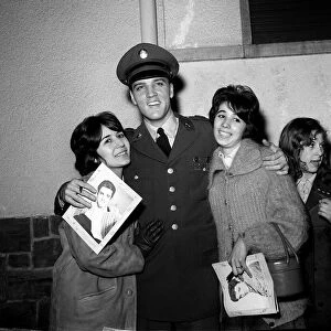 Elvis Presley with fans before press conference in Germany, March 1960
