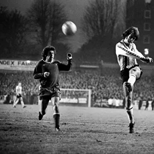 F. A. Cup. Southampton (1) vs. Chelsea (1). Nick Holmes shoots watched by Ian Britton