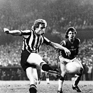 GOAL - Ian Stewart volleys home Newcastles first last night. 16th April 1986