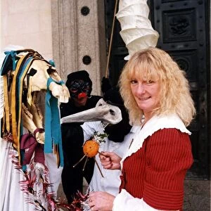 Mari Lwyd - Pat Smith of Mari Arts, pictured with the "Mari Lwyd"