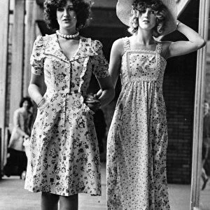 Models Maureen and Carol in dflowery summer dresses