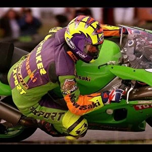 Motorcycle Racing August 1998 green bike Kawasaki sponsor