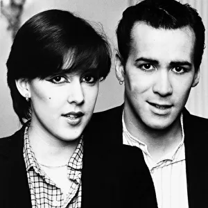 Phil Oakey and Joanne Catherall singers with 1982 British pop group Human League
