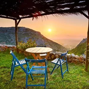 Kos - Dodecanese Islands, Greece, sunset from Old Pili village tavern