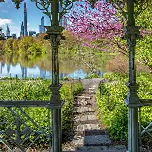 New York City, Manhattan, The Lake, Central Park, view from Ladies Pavilion