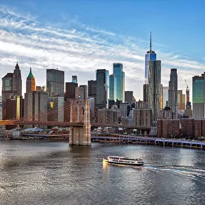 New York City, View of Lower Manhattan with Brooklyn Bridge